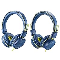 Bundle M1&M2 Kids Headphones Wired Headphone for Kids,Foldable Adjustable Stereo Tangle-Free,3.5MM Jack Wire Cord On-Ear Headphone for Children