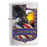 Lighter: Veteran Shield with Eagle - Brushed Chrome 79983