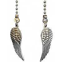 Two Matching Pewter Angel Wing Fan Light Pull Chain Set, Silver