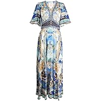 Camilla Women's Shaped Waistband Dress with Flutter Sleeves Views of Vesuvius