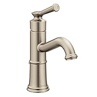 Moen 6402BN Belfield One Handle Bathroom Sink Faucet with Drain Assembly and Optional Deckplate, Brushed Nickel