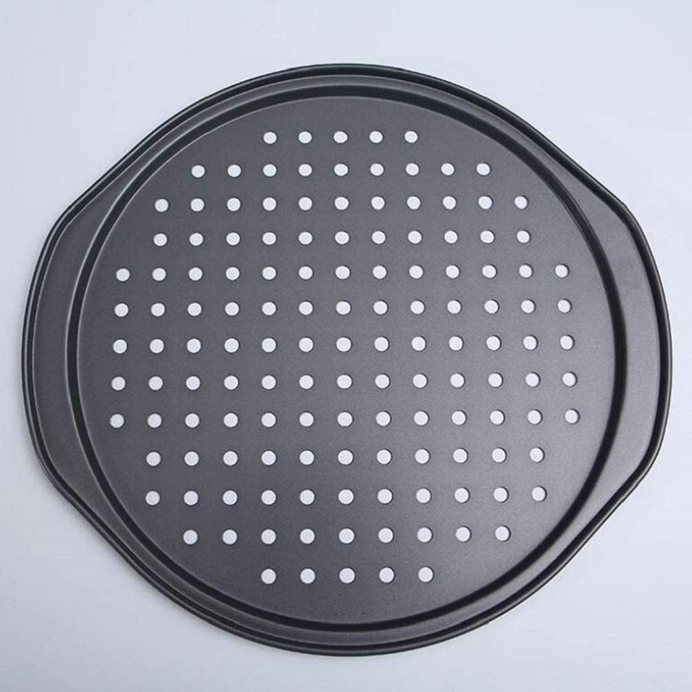Alices Latest 13 Inch Nonstick Carbon Steel Pizza Pan Bakeware with holes Pizza Baking Pan for Oven Baking Supplies（35x32x1.3cm）