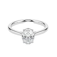 Riya Gems 1.80 CT Oval Diamond Moissanite Engagement Ring Wedding Ring Eternity Band Vintage Solitaire Halo Hidden Prong Setting Silver Jewelry Anniversary Promise Ring Gift