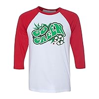 Go Green Marijuana Unisex Raglan 3/4 Sleeve Cool Funny Pot Smoker T-Shirts White-Red Medium
