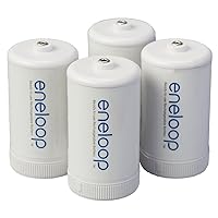 Eneloop Panasonic BQ-BS1E4SA D Size Battery Adapters for Use with Ni-MH Rechargeable AA Battery Cells, 4 Pack