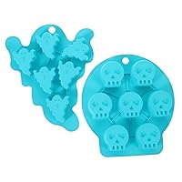 BESTOYARD 2pcs Halloween Silicone Molds Trick or Treat Chocolate Mold Haunted Skull Skull Ghost Candy Mold Witch Cake Mold Animal Resin Molds Baking Tool Child Fudge Decorate