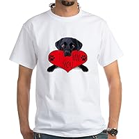 CafePress Black Lab Valentine White T Shirt White Cotton T-Shirt
