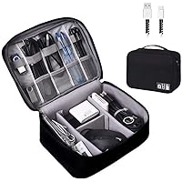 Electronics Organizer, OrgaWise Electronic Accessories Bag Travel Cable Organizer Three-Layer for iPad Mini, Kindle, Hard Drives, Cables, Chargers (Two-Layer-Black)