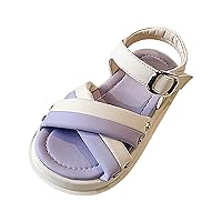 Summer Girls Open Toe Color Blocking Sandals Soft Bottom Breathable Shoes Casual Beach Vacation Sandals