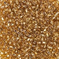 Czech Glass Seed Beads 8/0 (2.9mm Diameter) Silver Lined Transparent Light Gold - 500g Bulk Bag by Preciosa (Jablonex)