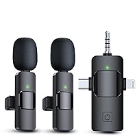 3 in 1 Wireless Lavalier Microphones for iPhone, iPad, Android, Camera, USB-C Microphone, 7-Hour Battery, Mini Microphone with Noise Reduction for Video Recording, Vlog, YouTube, TikTok