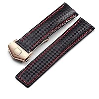 20 22mm Carbon Fiber Textured Calfskin Black Red Watch Strap，For TAG Heuer 20mm 22mm Watch Strap Replacement Accessories, Men's Watch Strap and Deployment Clasp