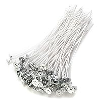 200 Feet Candle Wicks Roll, 24 PLYBraided Candle Wicks Natural Cotton Candle Wick Core Spool and 100 Pcs Metal Candle Wick Sustainer Tabs for Candle