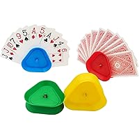 Playing Card Games Holder - 4Pack Little Hands Cards Tray for Kids, Seniors,Hands Free Cards Holders for Cards Game, Poker Parties, Family Card Game Nights