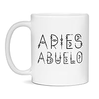 Jaynom Aries Coffee Mug for Abuelo | Zodiac Birthday Ceramic Tea Cup, 11-Ounce White