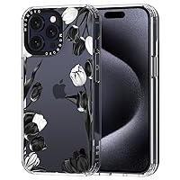 MOSNOVO Compatible with iPhone 15 Pro Max Case, [Buffertech 6.6 ft Drop Impact] [Anti Peel Off Tech] Clear TPU Bumper Phone Case Cover with Black White Tulips Designed for iPhone 15 Pro Max 6.7
