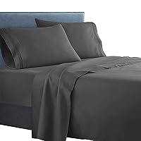 Clara Clark Superior Bed Sheet Set - Double Brushed Microfiber 4-Piece Bed Set - Deep Pocket Fitted Sheet - Full - Charcoal Gray