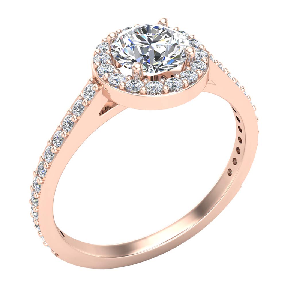 Glitz Design 1.15 ctw Dainty Halo Diamond Engagement Ring 14K Gold - GIA Certificate (J,I1)