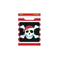 Amscan 378221 Striped Pirate Party Loot Bags - 8 Pcs, Red