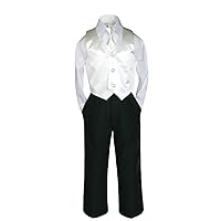 4pc Formal Wedding Boys Vest Set Suits Ivory Necktie from 0 to 7 Years