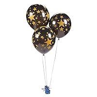 Black Latex Balloons with Gold Stars - 11