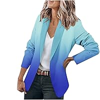 Women Gradient Color Jackets Lapel Open Front Cardigan Blazers Tie Dye Casual Blazer Office Wear 2023 Fall Coat