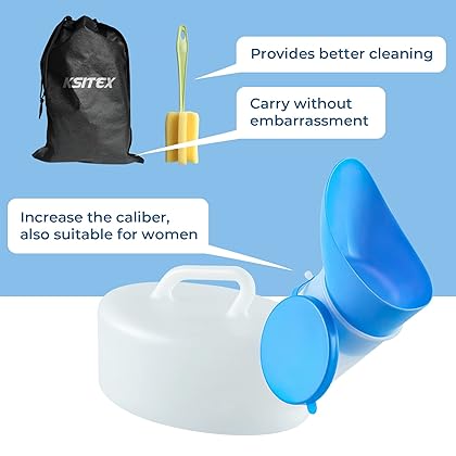 KSITEX Urinals for Men Women, Urine Bottles for Men, Male Urinal Bottles with Spill Proof, Elderly Pregnant Patient Disabled Incontinence Unisex Bedside Toilet with a Cleaning Brush 800ml/27oz