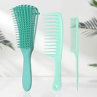 HD Wig Cap for Lace Front Wig 10 PCS and Detangling Hair Brush Set with Wide Tooth Comb with Rat Tail Comb