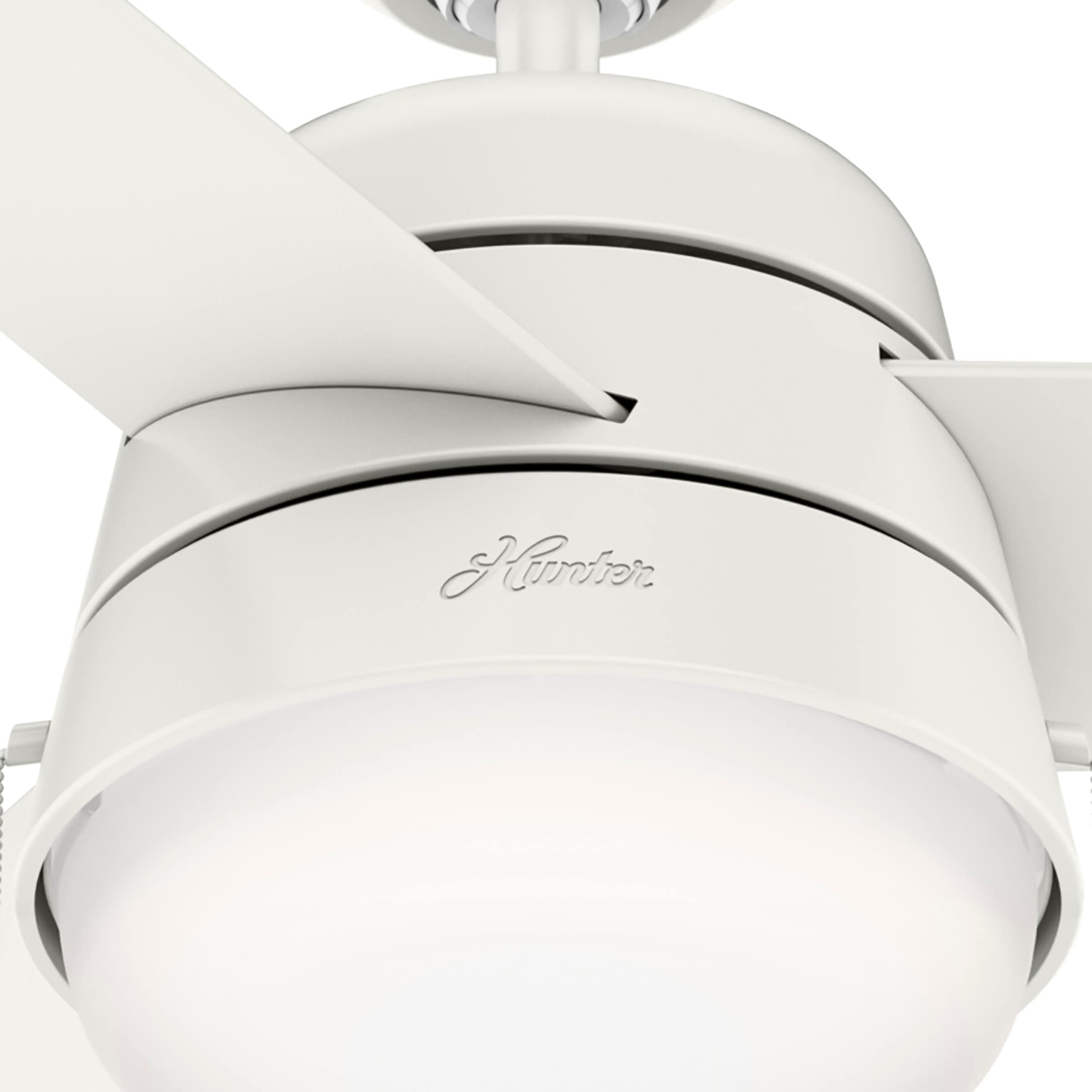 Hunter Fan Company, 50378, 52 inch Aker Fresh White Ceiling Fan with LED Light Kit and Pull Chain