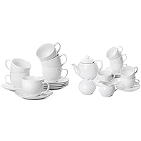 BTaT- Tea Cups, Tea Cups and Saucers Set of 6, Tea Set, (7oz) and Royal Tea Set, 4 Tea cups (8oz), Tea Pot (32oz), Creamer and Sugar Set