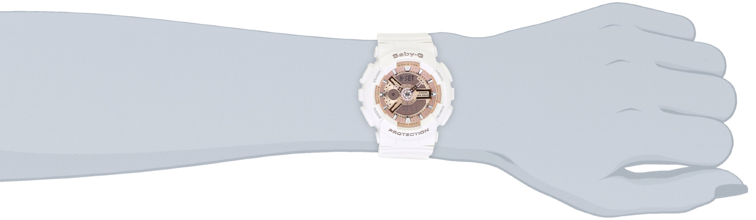 Casio Women's BA-110-7A1CR Baby-G Rose Gold Analog-Digital Watch with White Resin Band