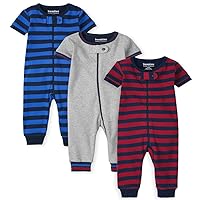 The Children's Place Baby and Toddler Boys Striped Snug Fit Cotton One Piece Pajamas 3-Pack