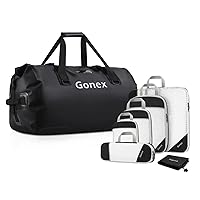 Gonex 60L Extral Large Waterproof Duffle with 4 Pack Compression Packing Cubes