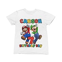 PARTY SHOP Customizable Shirts for a Mario Themed Birthday. Add Any Name and Age. Family Matching Shirts.