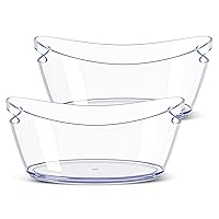 Ice Bucket - Ice Buckets for Parties - Clear Acrylic Champagne Bucket with Easy-to-Carry Handles - Long and Narrow 5.5 Liter Clear Bucket - Fits 3 Wine / 5 Beer Bottles (2)