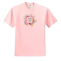 3dRose Happy Passover in Hebrew Pesach Sameach Floral Jewish Holiday Greeting - T-Shirts (ts_342501)