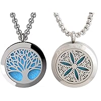 Tree of Life and Cross Essential Oil Diffuser Necklace Stainless Steel Pendants with 24