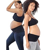 Ingrid & Isabel Bellaband, Maternity Jeans & Pants Extender, Everyday Soft & Seamless Belly Band, 2-Pack, Black & Black, Womens Size 3