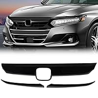 G-PLUS Front Lip Bumper Upper Grill Molding Trim Cover + Eyelid Cover Compatible With 2018-2019 Honda Accord All Models