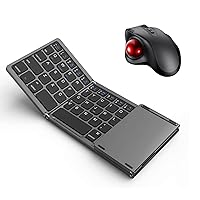 VssoPlor Foldable Bluetooth Keyboard with Trackball Mouse Combo