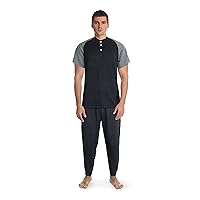 Fruit of the Loom Men's 2-Piece Jersey Knit Pajama Set, Charcoal Heather, 4X-Large
