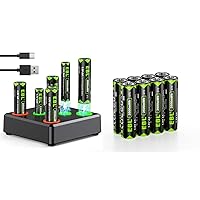 EBL Rechargeable Lithium AA Batteries, 1.5V AA Lithium Batteries 3500mWh and AAA Battery 1300mWh with Charger