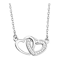 Sofia Milani - Women's Necklace 925 Silver - with Zirconia Stones - Double Heart Pendant - 50165