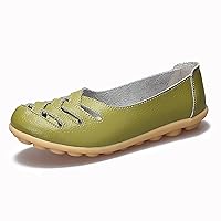 Women's Leather Moccasins Hollow Out Driving Flats Soft Walking Shoes for Women's Outdoor Hiking (Color : Green, Size : 43 EU)