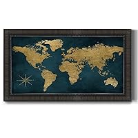 Canvas Wall Art Paintings & Prints Navy Gold Map Watercolor Framed Decorations for Office Bedroom Kitchen Lounge - 21