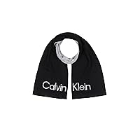 Calvin Klein Men's Reversible Scarf, Black Logo, One Size