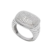 925 Sterling Silver 0.95 Carat Natural Wide Square Head Diamond Ring for Women