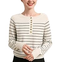 Fall/Winter Women's 100% Cashmere Sweater Striped Pullover Top Fashion Slim Fit Knitted Sweater