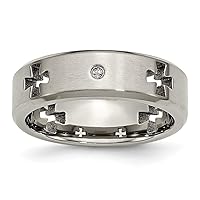 Titanium Irish Claddagh Celtic Trinity Knot Religious Faith Cross Cut Out with Diamond 7mm Band Ring Jewelry Gifts for Women - Ring Size Options: 10 10.5 11 11.5 12 12.5 13 7 7.5 8 8.5 9 9.5