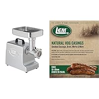 LEM Products 1158 Mighty Bite Electric Meat Grinder, Aluminum & Products 141 8 oz. Vacuum Sealed Bag - Hog Casings for 25 lbs. meat